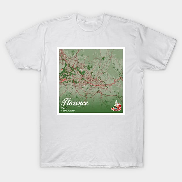 Florence - Italy Christmas Map T-Shirt by tienstencil